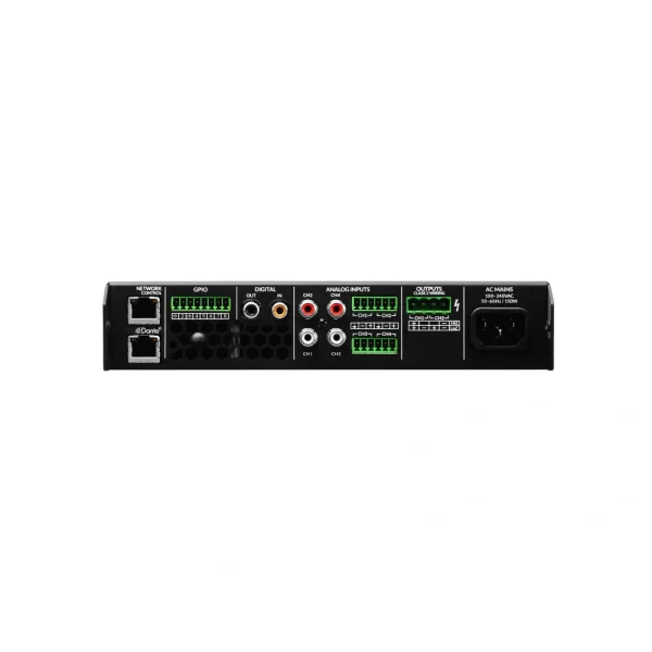 Blaze Audio POWERZONE CONNECT-122D, 2x60W (Lo-Z), 1x120W (100V) D-osztályú mátrix végfok alacsony impedanciás (4-16 Ohm) web GUI, Dante