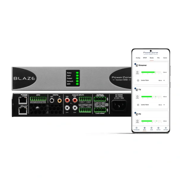 Blaze Audio POWERZONE CONNECT-504D 4x 125W D-osztályú végfok, DSP, web GUI, Dante