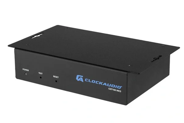 Clockaudio CDT-100 MK3 4-csatornás Dante audió és vezérlő végpont. AES67, RGB vezérlés, fekete.