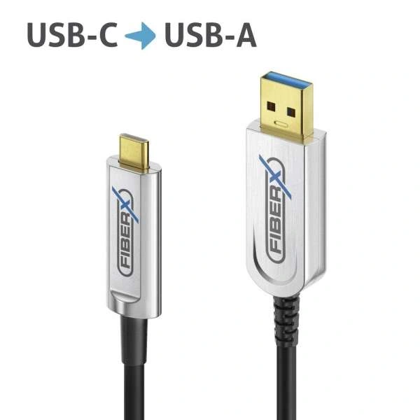 FiberX FX-I530-010 - USB 3.2 Fiber Optic kábel - USB-C/ USB-A - 10m