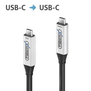 FiberX FX-I600-012, USB 3.2 Gen 1 aktív optikai kábel. USB-C csatlakozó az USB-C-csatlakozóhoz. Hibrid változat. 12m