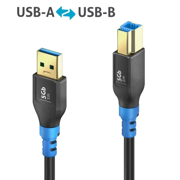 FlexInstall FI-U300-010, USB3.2 USB-A/ USB-B Kábel, fekete, 1m