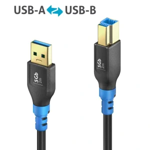 FlexInstall FI-U300-030, USB3.2 USB-A/ USB-B Kábel, fekete, 3m
