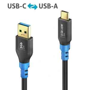 FlexInstall FI-U320-010, USB 3.2 USB-C/ USB-A Kábel, fekete, 1m