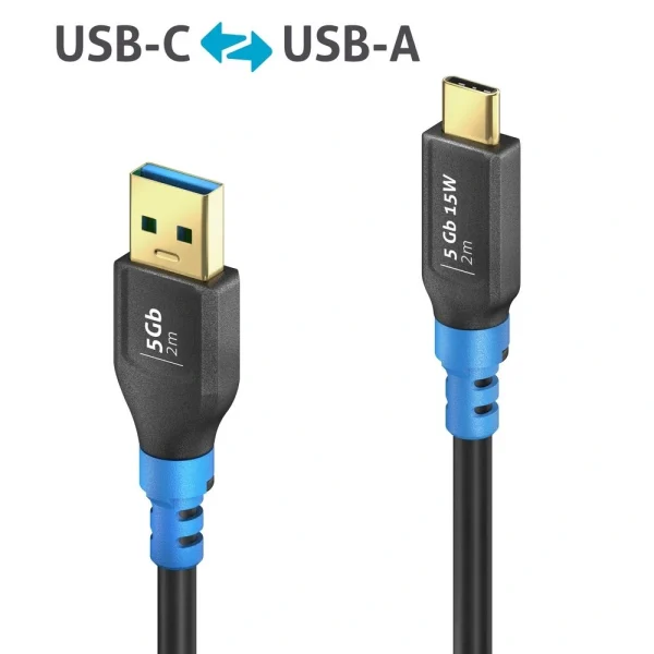 FlexInstall FI-U320-010, USB 3.2 USB-C/ USB-A Kábel, fekete, 1m