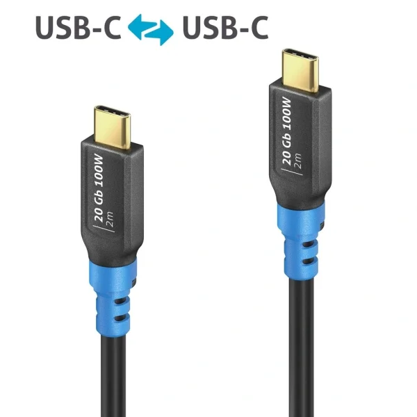 FlexInstall FI-U400-020, USB4 USB-C/ USB-C Kábel, fekete, 2m