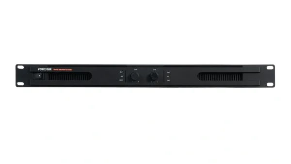 Fonestar FSD-2500E, 2-csatornás D-osztályú végfok, 2x400W/100V, 1U, opcionális Dante
