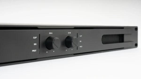 Fonestar FSD-2500E, 2-csatornás D-osztályú végfok, 2x400W/100V, 1U, opcionális Dante
