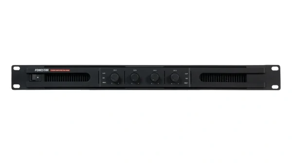 Fonestar FSD-4500E, 4-csatornás D-osztályú végfok, 4x400W/100V, 1U, opcionális Dante