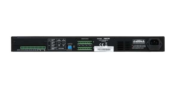 Fonestar FSD-4500E, 4-csatornás D-osztályú végfok, 4x400W/100V, 1U, opcionális Dante