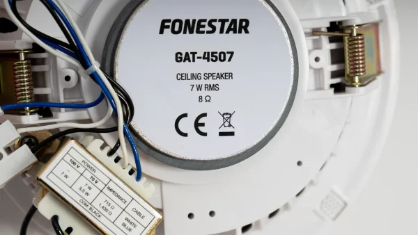 Fonestar GAT-4507 telirácsos mennyezeti hangsugárzó, 7W (8 Ohm, vagy 100V), 6", RAL9010 fehér
