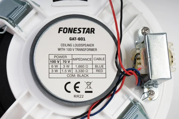 Fonestar GAT-601 koaxiális mennyezeti hangsugárzó, 6W, RAL9003 fehér, 6, 5"