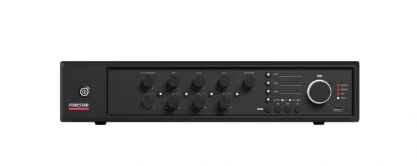 MAX-240Z, Integrált D-osztályú erősítő SMPS kapcsolóüzemű tápegységgel. 1x AMP bemenet, 3x prioritásos mikrofon bemenet. 100V vagy 8 Ohm kimenet. Fonestar MAX-240Z, Integrált D-osztályú erősítő SMPS kapcsolóüzemű tápegységgel. 1x AMP bemenet, 3x prioritásos mikrofon bemenet. 100V vagy 8 Ohm kimenet.