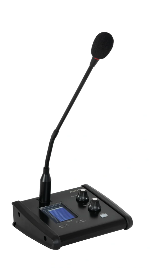 Fonestar MPX-400MIC zóna bemondó mikrofon, beépített üzenet lejátszó, LCD kijelző