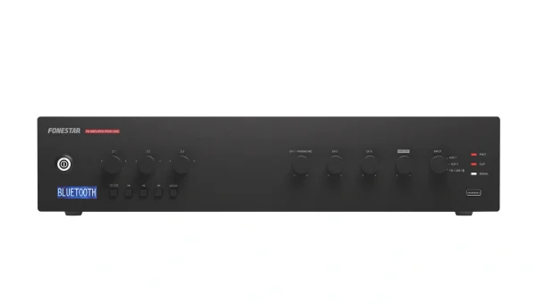 Fonestar PROX-120Z integrált multizónás erősítő, 120W (4 Ohm v. 100V), USB/MP3/FM/BT