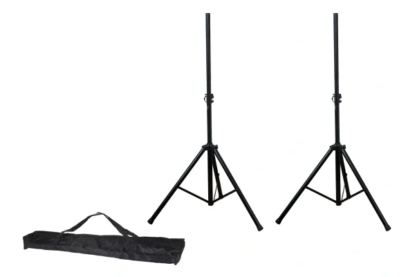 Fonestar RS-505-2, Tripod acél hangszóróállvány készlet (1 pár) puha tokban. 35 mm csőméret. 115-175 cm állítható magasság, 50Kg terhelhetőség. 5, 8 Kg. Fekete.