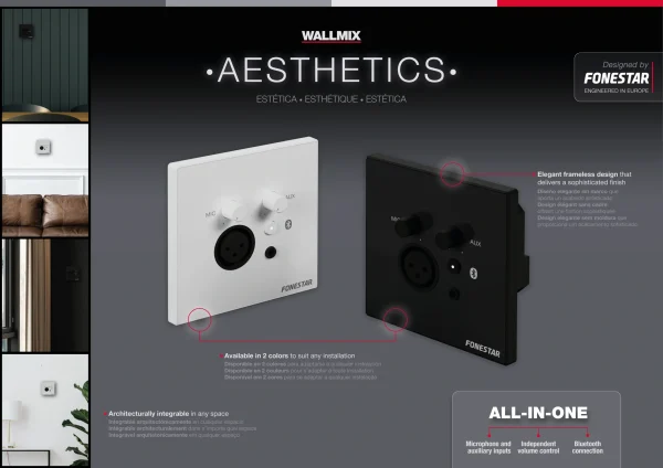 Fonestar WALLMIX WH, Falba építhető audio mixer. fehér.