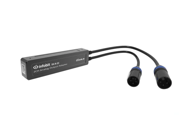 Infobit iTrans-DX-R-22 2-csatornás Dante audio kimeneti interfész (Rx), 2x XLR papa, PoE