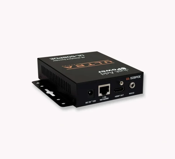 Just Add Power J+P-VBS-HDIP-508POE 3G Video over IP vevőegység, 4K kimeneti felbontás, beépített skálázó.