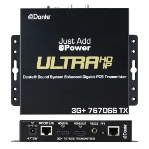 Just Add Power J+P-VBS-HDIP-767DSS 3G Video over IP adóegység beépített 8x8 csatornás Dante/AES67 interfésszel.