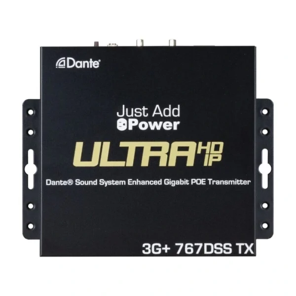 Just Add Power J+P-VBS-HDIP-767DSS 3G Video over IP adóegység beépített 8x8 csatornás Dante/AES67 interfésszel.