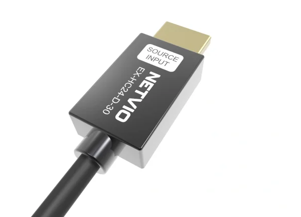 Netvio EX-HC24-D-30, 30m | Eltávolítható csatlakozós optikai HDMI kábel | tömörítetlen 18Gb 4K/60 HDR, LSZH, ARC, CEC támogatás.