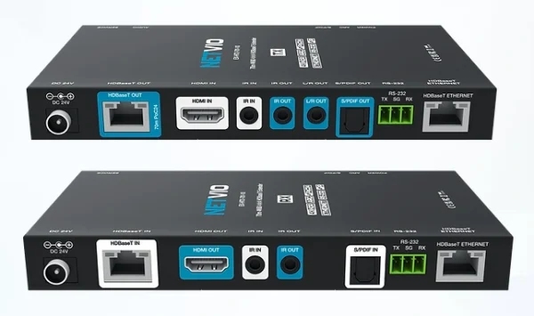 Netvio EX-HT2-701-10, 70m 4K60 HDR | 100m 1080p | HDBaseT 2.0 extender, Ethernet, ARC, 2-irányú IR infra vezérlés, RS-232 és 2-irányú PoC.