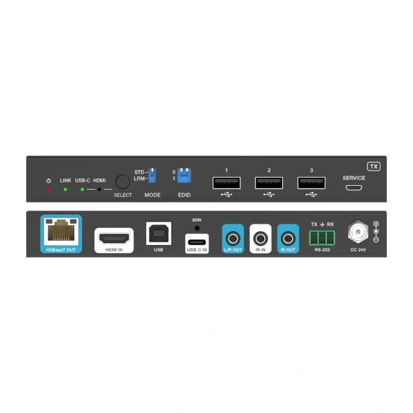 Netvio EX-HT2-USB2-0201-10, 70m 4K60 2x1 Switcher és HDMI/USB-C Extender, USB2.0