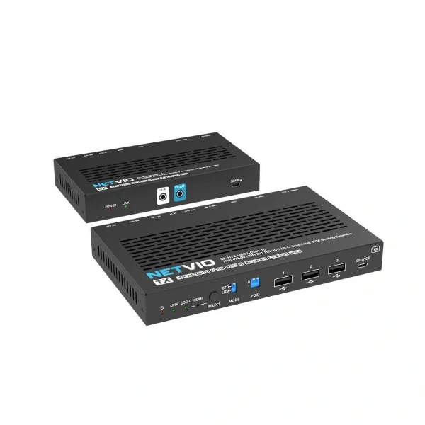 Netvio EX-HT2-USB2-0201-10, 70m 4K60 2x1 Switcher és HDMI/USB-C Extender, USB2.0
