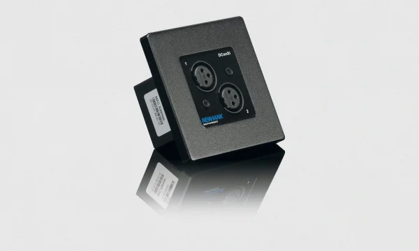Newhank DCONXI 2-csatornás Dante audio fali bemeneti interfész (Tx), 2x XLR mama, PoE