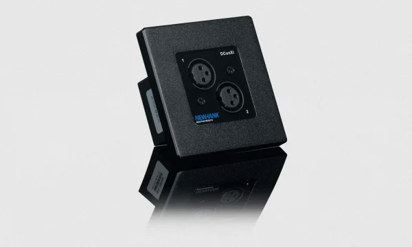 Newhank DCONXI 2-csatornás Dante audio fali bemeneti interfész (Tx), 2x XLR mama, PoE