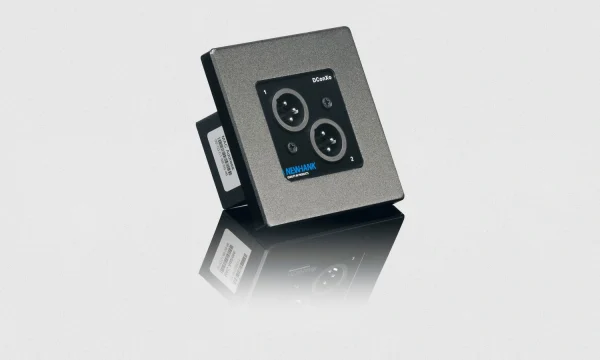 Newhank DCONXO 2-csatornás Dante audio fali kimeneti interfész (Rx), 2x XLR mama, PoE