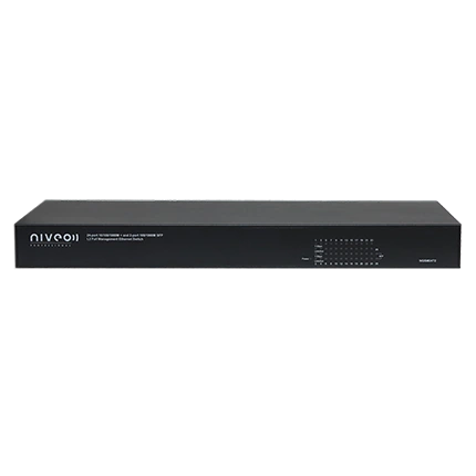 Niveo NGSME24T2H-AV-TAA, 24 port, Gigabit Ethernet Switch, Full L2+ Mgt, 2 SFP aljzat, PoE+ (500W), hátoldali csatlakozók