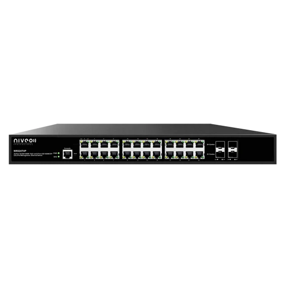 Niveo NRS24T4P, 24 port, Gigabit Ethernet Switch, Full L2+ Mgt, 2 SFP open slots, PoE+ (400W)