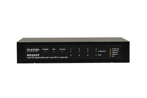 Niveo NRSW6GP, 5 * 10/100/1000 Gb port L2 Websmart switch with 4p PoE+ (65W) + 1SFP-port