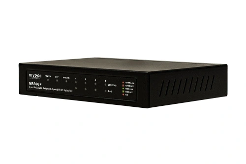 Niveo NRSW6GP, 5 * 10/100/1000 Gb port L2 Websmart switch with 4p PoE+ (65W) + 1SFP-port