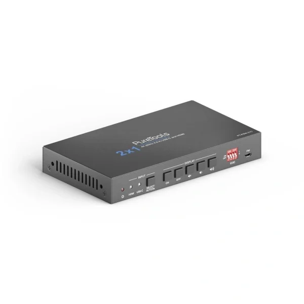 PT-PSW-21C 2×1 telekonferencia switcher USB-C és HDMI bemenet, HDMI kimenet, 4K (60Hz 4:4:4), USB-C töltő PureTools PT-PSW-21C 2x1 telekonferencia switcher USB-C és HDMI bemenet, HDMI kimenet, 4K (60Hz 4:4:4), USB-C töltő