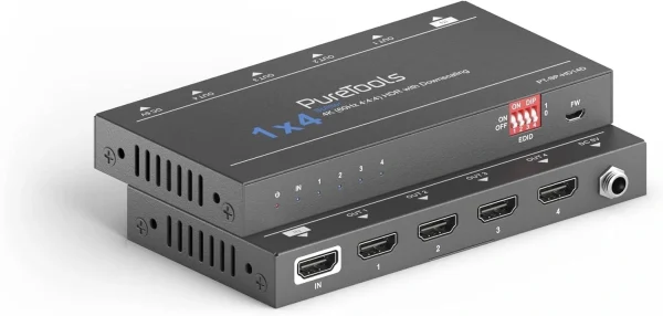 PureTools PT-SP-HD14D HDMI Splitter 1x4, 4K (60Hz 4:4:4), Down-Scaling, EDID Management