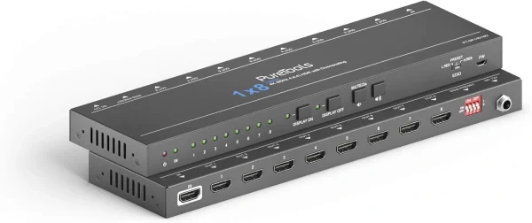 PureTools PT-SP-HD18D HDMI Splitter 1x8, 4K (60Hz 4:4:4), Down-Scaling, EDID Management