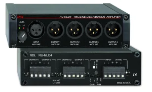 RDL RU-MLD4 Mikrofon/Vonal jeldisztribúciós erősítő, 1 bemenet/4 kimenet