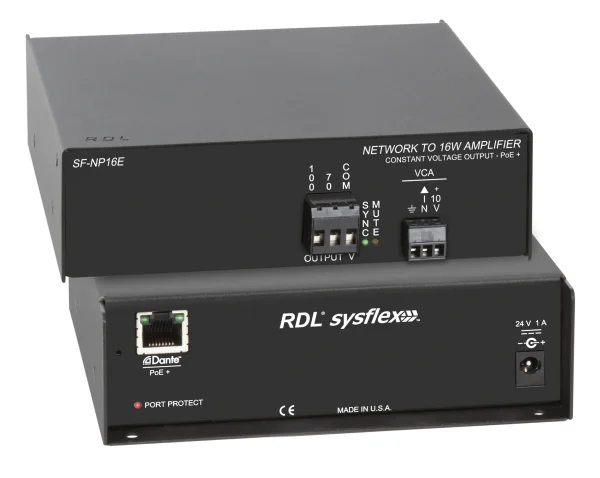 RDL SF-NP16E PoE+ 16 W Mono audió erősítő - 70 V or 100 V - Dante