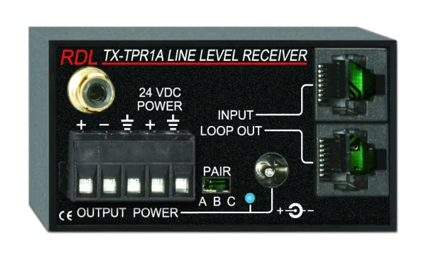 RDL TX-TPR1A Aktív 1-csatornás Format-A vevőegység, szimmetrikus bemenettel