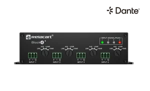 Relacart BLOCK4 Dante interfész, 4 analóg bemenet, 4 analóg kimenet, mikrofon/vonal, 4x4 Dante