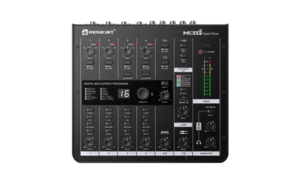 Relacart MIXX8.6 8-csatornás digitális keverő, USB, beépített effektek