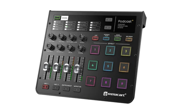 Relacart PODCAST+ podcast produckiós keverő, USB, beépített effekt padok