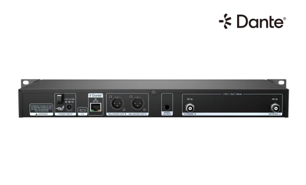 Relacart UR-290D, 2-csatornás true diversity vezeték nélküli mikrofonrendszer, 64 MHz sávszélesség, Dante támogatás.