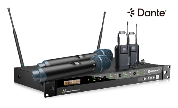 Relacart UR-2Q 4-csatornás vezeték nélküli mikrofon rendszer vevőegység, Dante, 130MHz