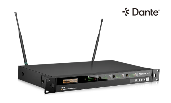 Relacart UR-2Q 4-csatornás vezeték nélküli mikrofon rendszer vevőegység, Dante, 130MHz
