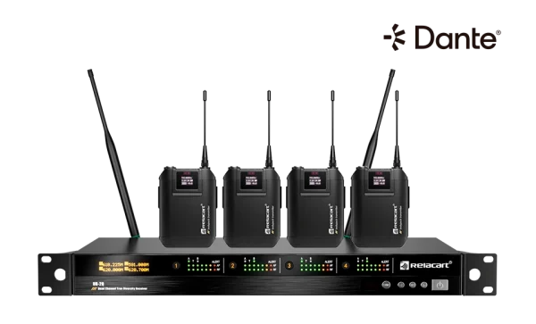 Relacart UR-2Q 4-csatornás vezeték nélküli mikrofon rendszer vevőegység, Dante, 130MHz