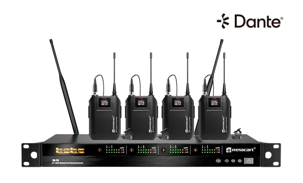 Relacart UR-2Q 4-csatornás vezeték nélküli mikrofon rendszer vevőegység, Dante, 130MHz